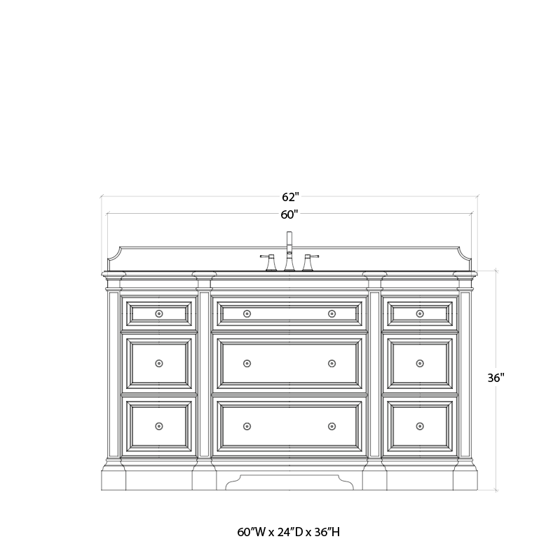 Harborstone Single Vanity 9 drawer
